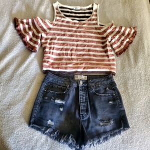 Bundle Outfit Of Top And Shorts Fun Summer Casual Cowgirl Beachy
